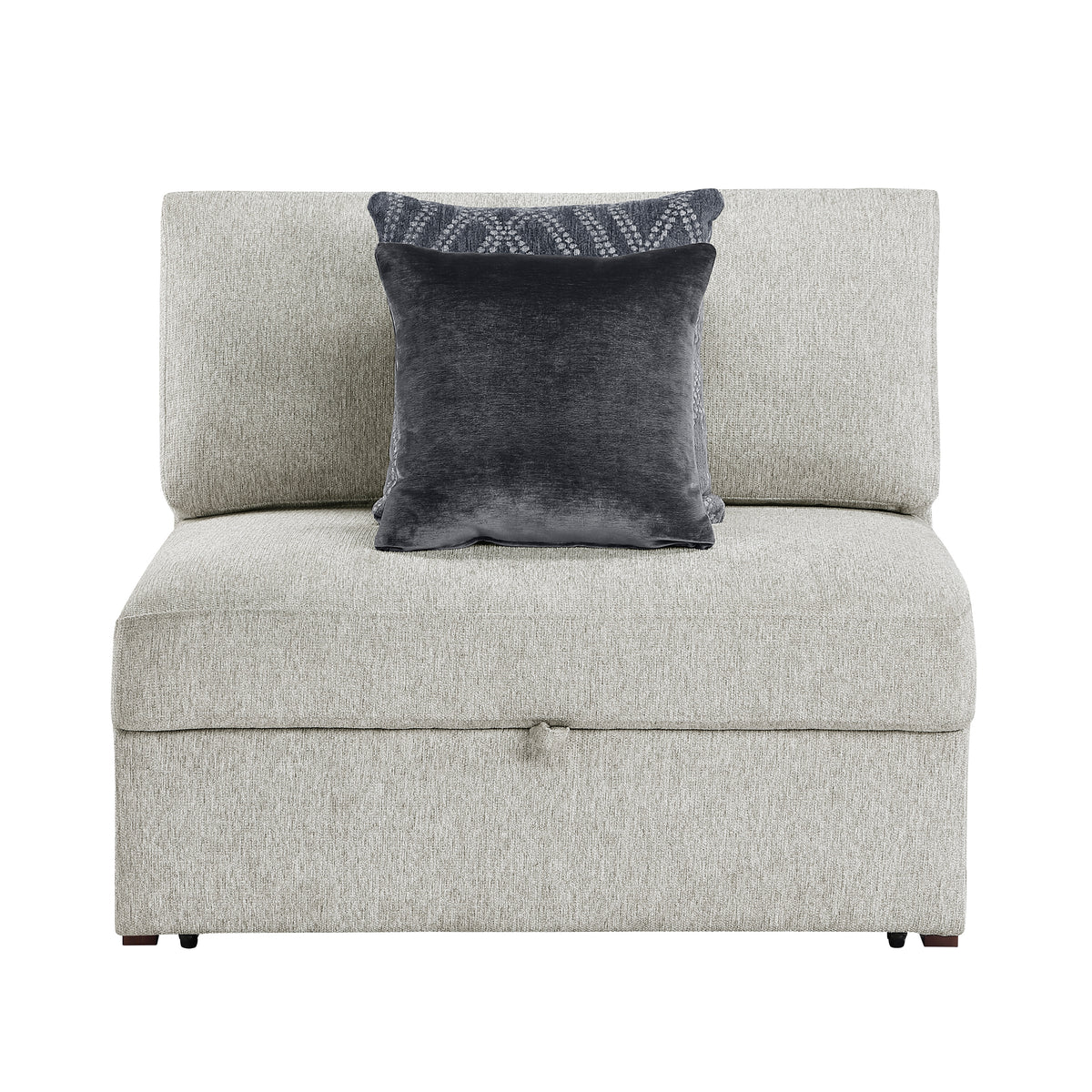 Isla Silver Convertible Armless Chair And Half With Pull-out Bed And Click Motion Back