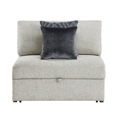 Isla Silver Convertible Armless Chair And Half With Pull-out Bed And Click Motion Back