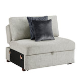 Isla Silver Convertible Armless Chair And Half With Pull-out Bed And Click Motion Back