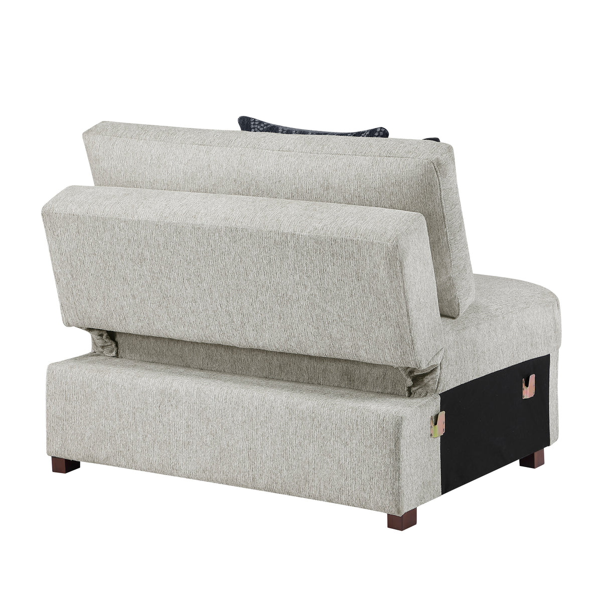 Isla Silver Convertible Armless Chair And Half With Pull-out Bed And Click Motion Back