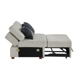Isla Silver Convertible Armless Chair And Half With Pull-out Bed And Click Motion Back