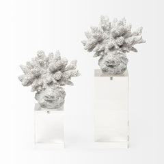 Isla White/Coral Large Replica Resin on Clear Glass - Ornate Home