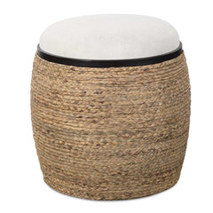 Island Brown Straw Accent Stool - Ornate Home