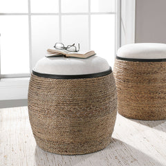 Island Brown Straw Accent Stool - Ornate Home
