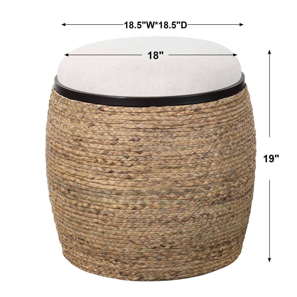 Island Brown Straw Accent Stool - Ornate Home