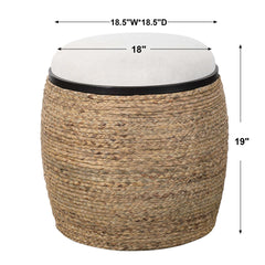 Island Brown Straw Accent Stool - Ornate Home