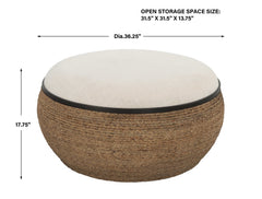 Island Brown Straw Storage Ottoman / Coffee Table - Ornate Home
