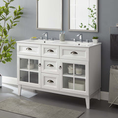Isle White 48" Double Bathroom Vanity Cabinet - Ornate Home
