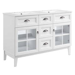 Isle White 48" Double Bathroom Vanity Cabinet - Ornate Home
