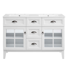Isle White 48" Double Bathroom Vanity Cabinet - Ornate Home