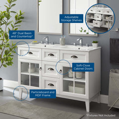 Isle White 48" Double Bathroom Vanity Cabinet - Ornate Home