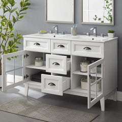 Isle White 48" Double Bathroom Vanity Cabinet - Ornate Home