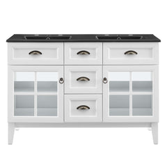 Isle White/Black 48" Double Bathroom Vanity Cabinet - Ornate Home