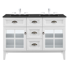 Isle White/Black 48" Double Bathroom Vanity Cabinet - Ornate Home