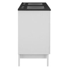 Isle White/Black 48" Double Bathroom Vanity Cabinet - Ornate Home