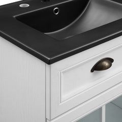 Isle White/Black 48" Double Bathroom Vanity Cabinet - Ornate Home