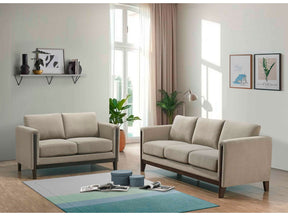 Islington Taupe 2-piece Upholstered Panel Arm Sofa Set - Ornate Home