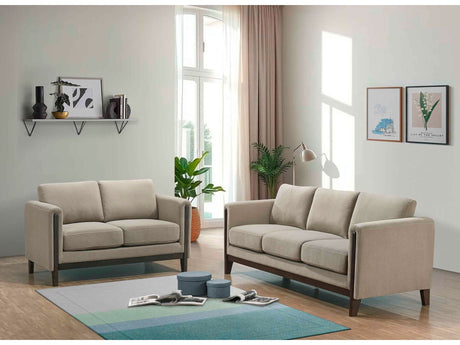 Islington Taupe 2-piece Upholstered Panel Arm Sofa Set - Ornate Home