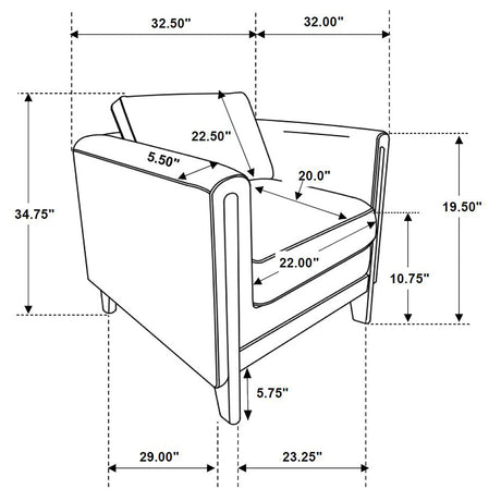 Islington Taupe 3-piece Upholstered Panel Arm Sofa Set - Ornate Home