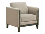 Islington Taupe Fabric Upholstered Panel Arm Accent Chair - Ornate Home