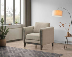 Islington Taupe Fabric Upholstered Panel Arm Accent Chair - Ornate Home