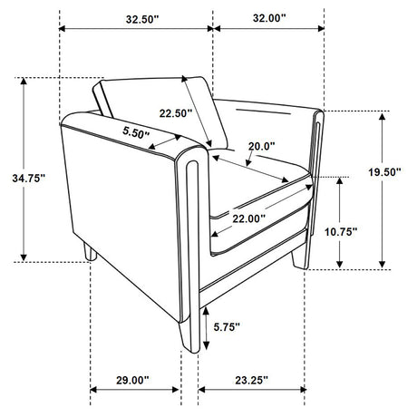 Islington Taupe Fabric Upholstered Panel Arm Accent Chair - Ornate Home