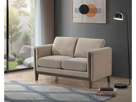 Islington Taupe Fabric Upholstered Panel Arm Loveseat - Ornate Home