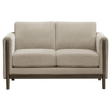 Islington Taupe Fabric Upholstered Panel Arm Loveseat - Ornate Home
