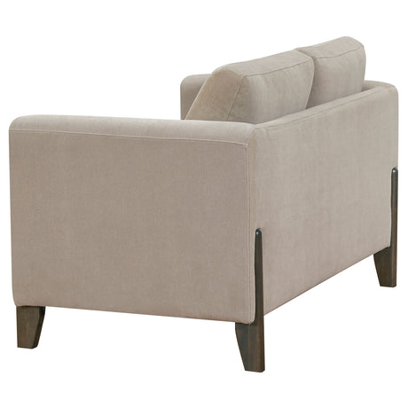 Islington Taupe Fabric Upholstered Panel Arm Loveseat - Ornate Home