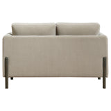 Islington Taupe Fabric Upholstered Panel Arm Loveseat - Ornate Home