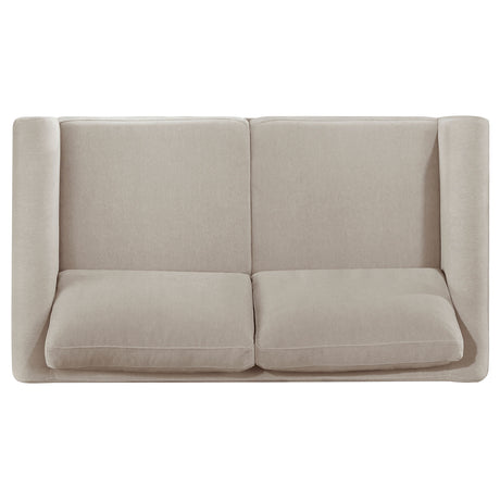 Islington Taupe Fabric Upholstered Panel Arm Loveseat - Ornate Home