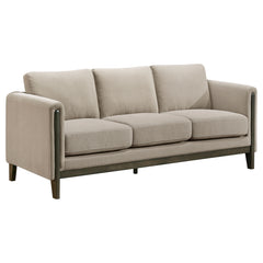 Islington Taupe Fabric Upholstered Panel Arm Sofa - Ornate Home