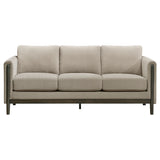 Islington Taupe Fabric Upholstered Panel Arm Sofa - Ornate Home