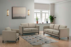 Islington Taupe Fabric Upholstered Panel Arm Sofa - Ornate Home