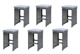 Ismay Gray 6pc Outdoor Bar Stool Set - Ornate Home