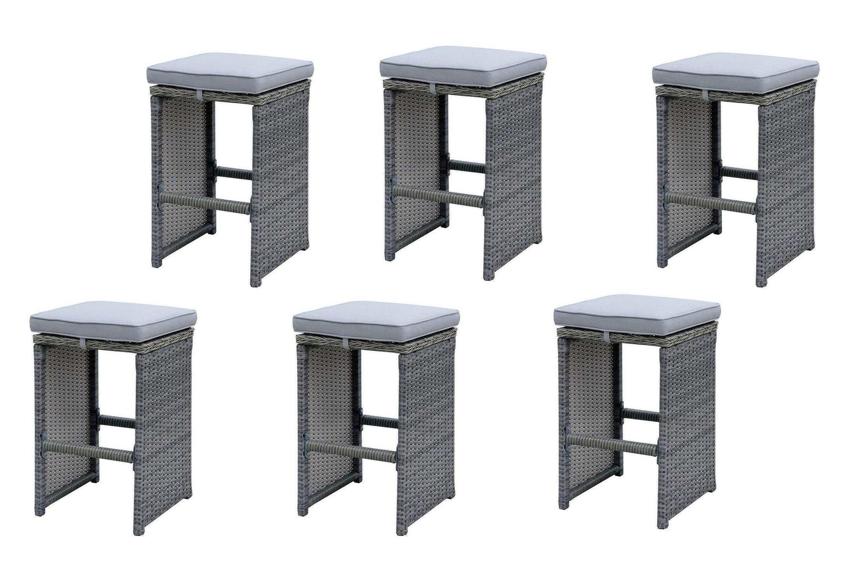 Ismay Gray 6pc Outdoor Bar Stool Set - Ornate Home