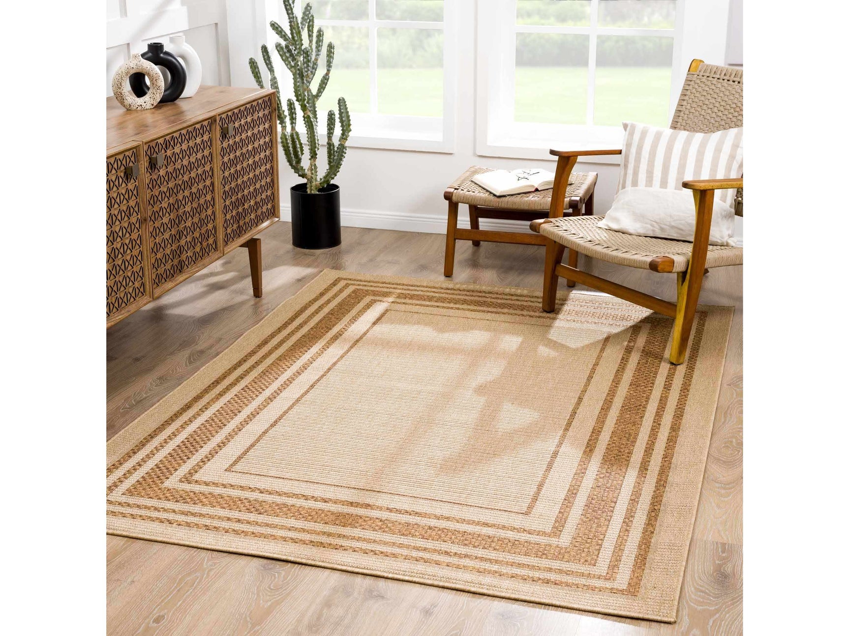 Isoko Bordered Faux Jute Rug - Ornate Home