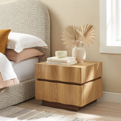 Isola Light Oak/Walnut 2 Drawer Nightstand - Ornate Home