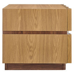 Isola Light Oak/Walnut 2 Drawer Nightstand - Ornate Home