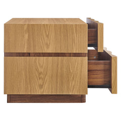 Isola Light Oak/Walnut 2 Drawer Nightstand - Ornate Home