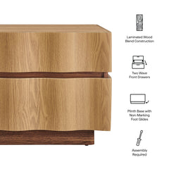 Isola Light Oak/Walnut 2 Drawer Nightstand - Ornate Home