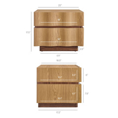 Isola Light Oak/Walnut 2 Drawer Nightstand - Ornate Home