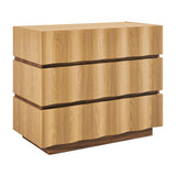 Isola Light Oak Walnut Wavy 3 Drawer Chest