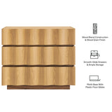 Isola Light Oak Walnut Wavy 3 Drawer Chest