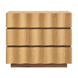 Isola Light Oak Walnut Wavy 3 Drawer Chest