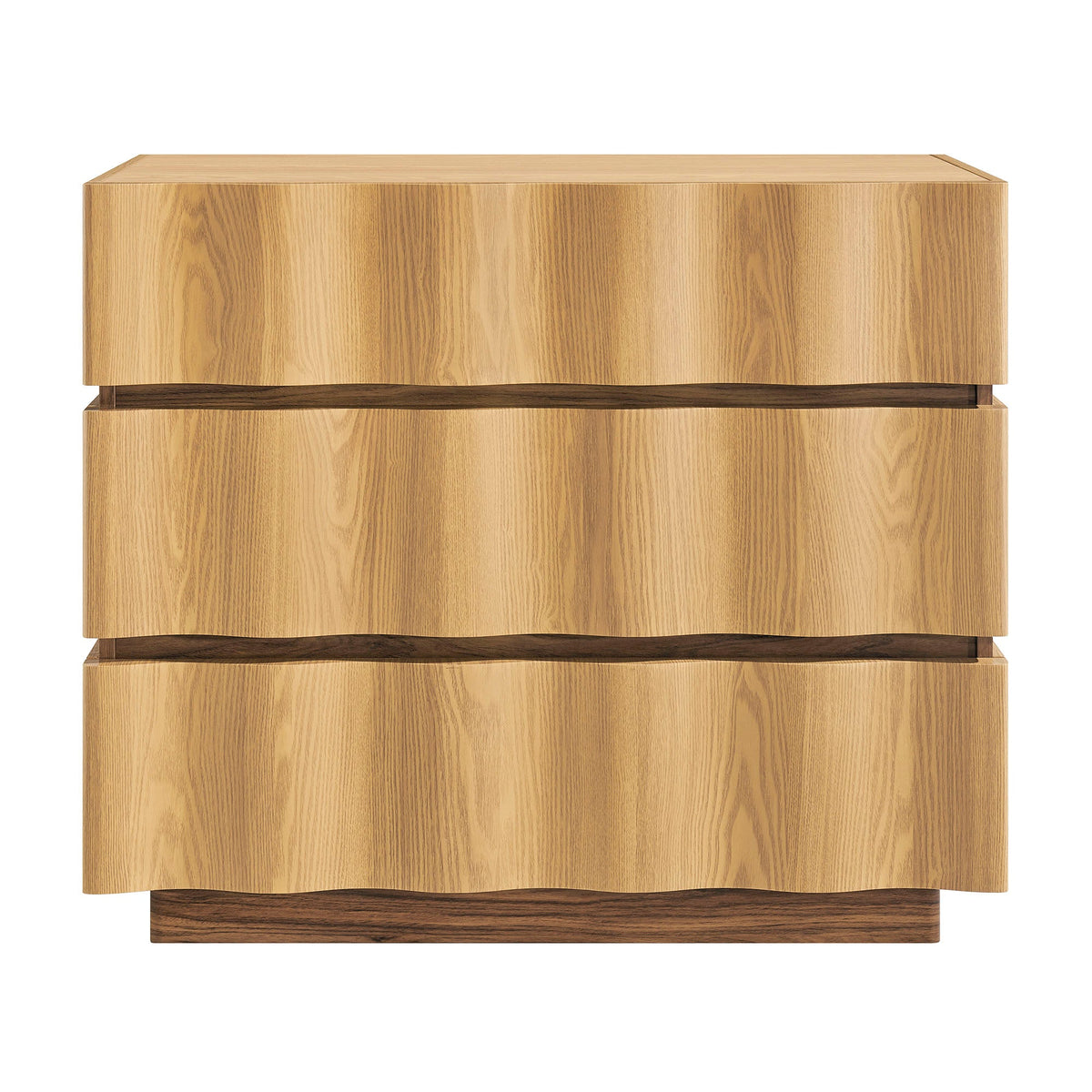 Isola Light Oak Walnut Wavy 3 Drawer Chest