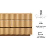 Isola Light Oak Walnut Wavy 6 Drawer Dresser