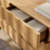 Isola Light Oak Walnut Wavy 6 Drawer Dresser