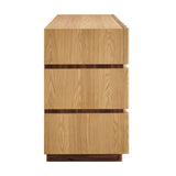 Isola Light Oak Walnut Wavy 6 Drawer Dresser