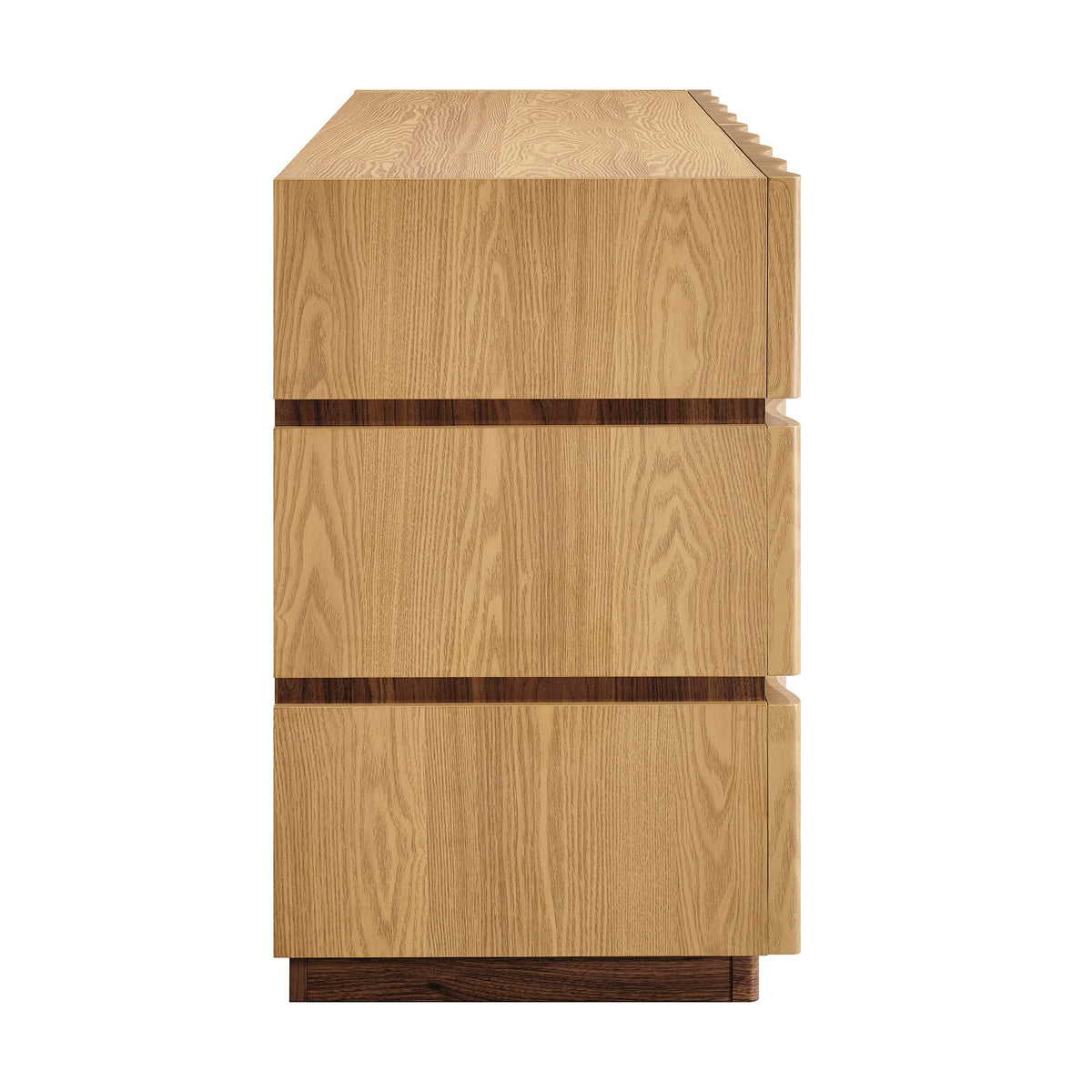 Isola Light Oak Walnut Wavy 6 Drawer Dresser